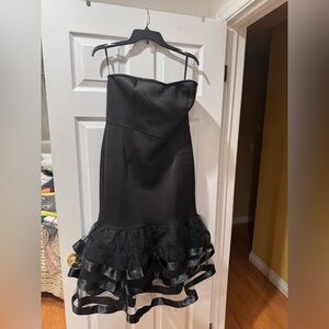 AOMEI Women's Tube Top Backless Bodycon Patchwork Mesh Peplum Dress Ruffled